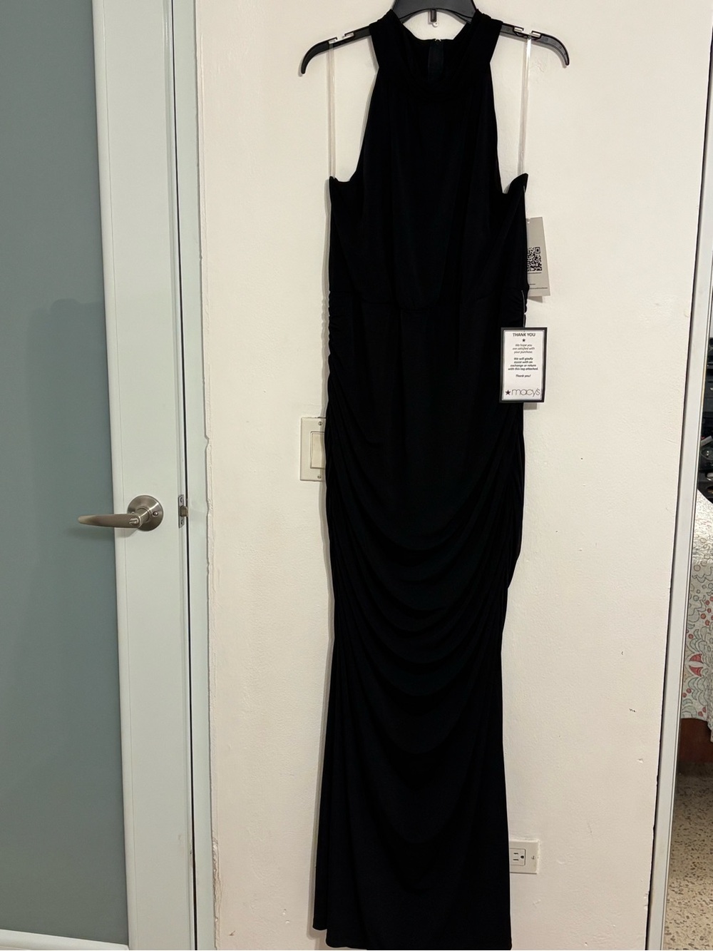 Emerald Sundae Black Halter Ruched Maxi Dress